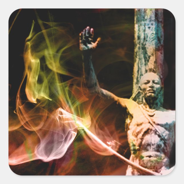 brennen quadratischer aufkleber (Vorderseite)