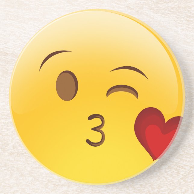 Brennen Sie einen Kuss emoji Aufkleber durch Getränkeuntersetzer (Vorne)