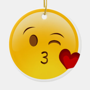 Brennen Sie einen Kuss emoji Aufkleber durch Keramik Ornament