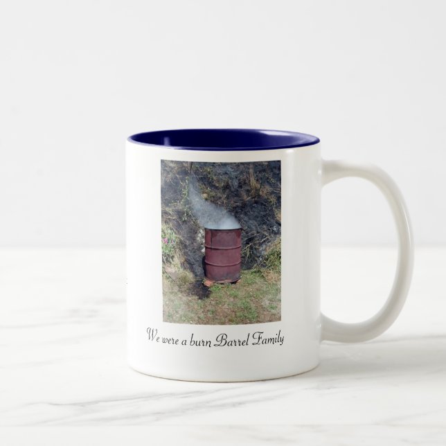 brennen Sie Fassfamilie, wir waren ein Brand Fass Zweifarbige Tasse (Rechts)