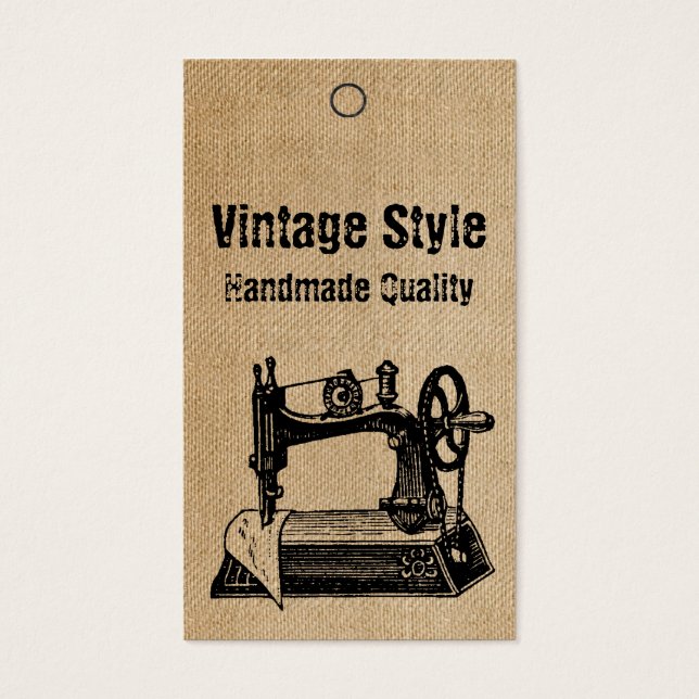 Brennen Vintager Stilnähmaschinen-Tags (Vorderseite)