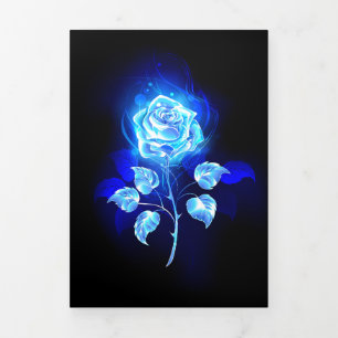 Brennende Blaue Rose Dreifach Gefaltete Karte