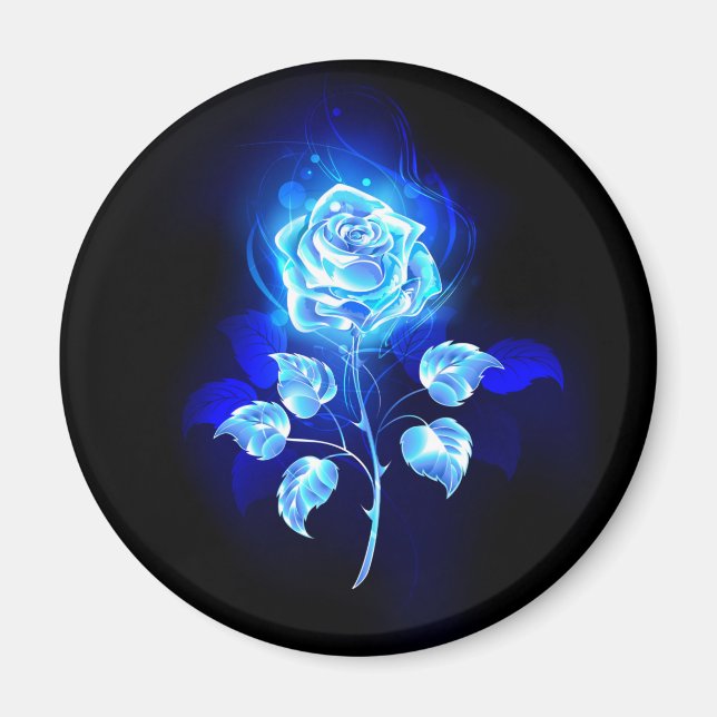 Brennende Blaue Rose Magnet (Vorne)