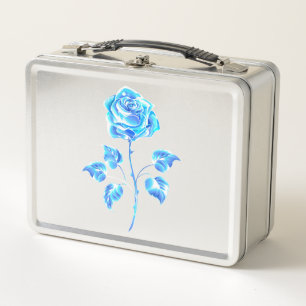 Brennende Blaue Rose Metall Brotdose