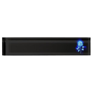 Brennende Blaue Rose Namensplakette