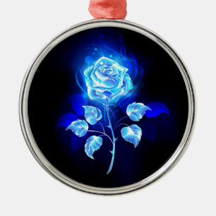 Brennende Blaue Rose Ornament Aus Metall