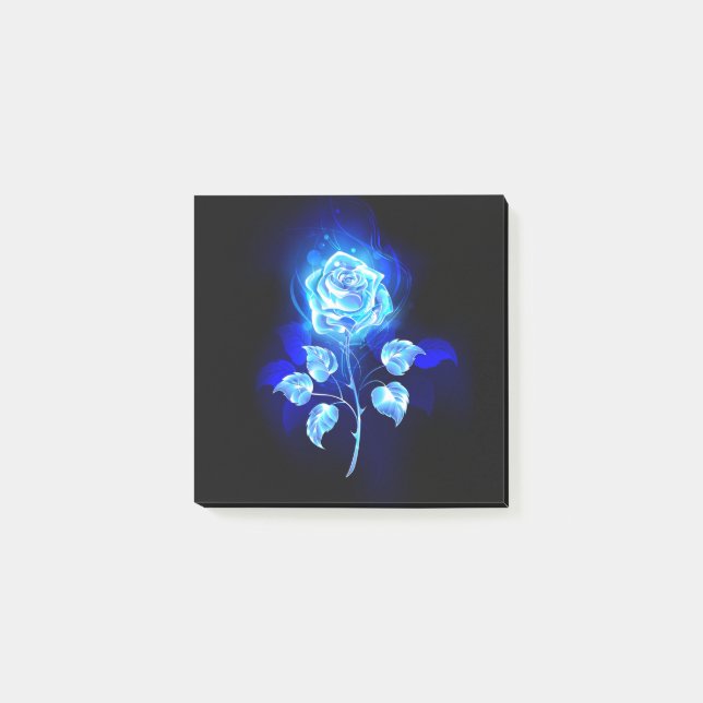 Brennende Blaue Rose Post-it Klebezettel (Vorderseite)