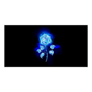 Brennende Blaue Rose Poster