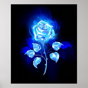 Brennende Blaue Rose Poster