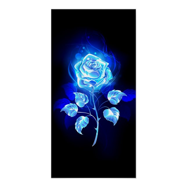 Brennende blaue Rose Poster (Vorderseite)