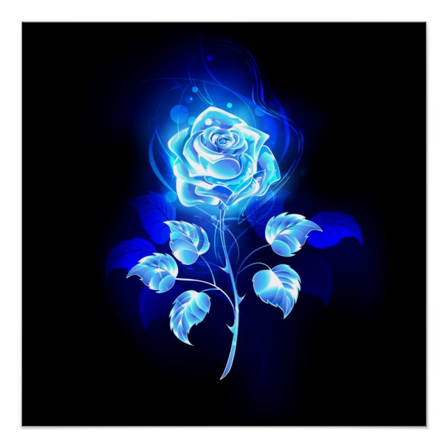 Brennende Blaue Rose Poster (Vorderseite)