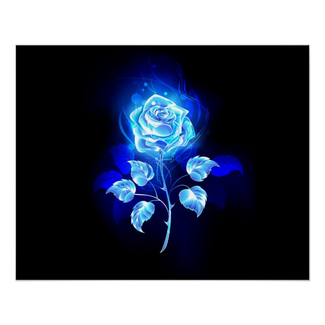 Brennende Blaue Rose Poster (Vorderseite)