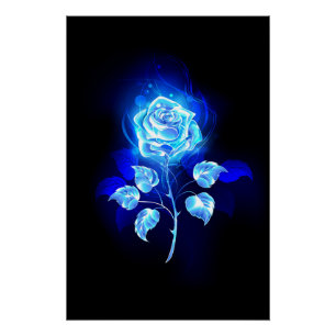 Brennende Blaue Rose Poster