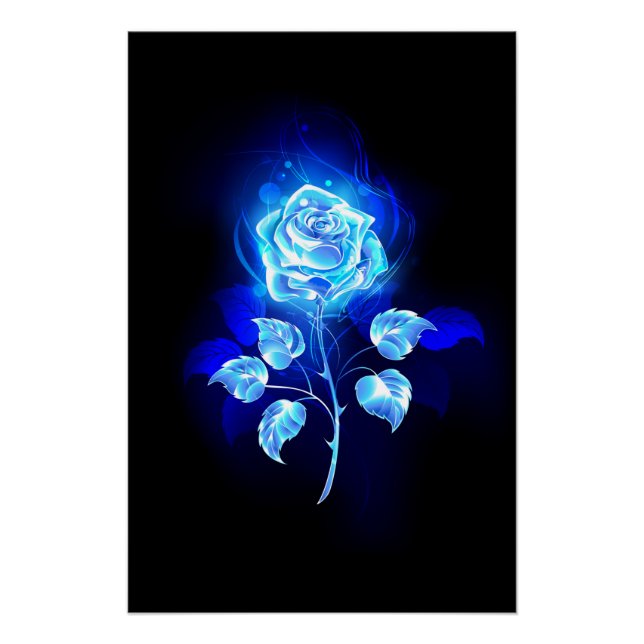 Brennende Blaue Rose Poster (Vorderseite)