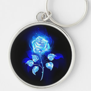 Brennende blaue Rose Schlüsselanhänger