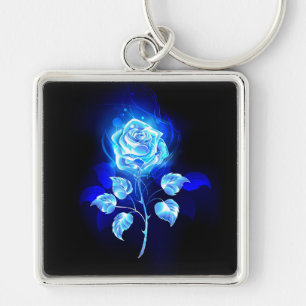 Brennende blaue Rose Schlüsselanhänger
