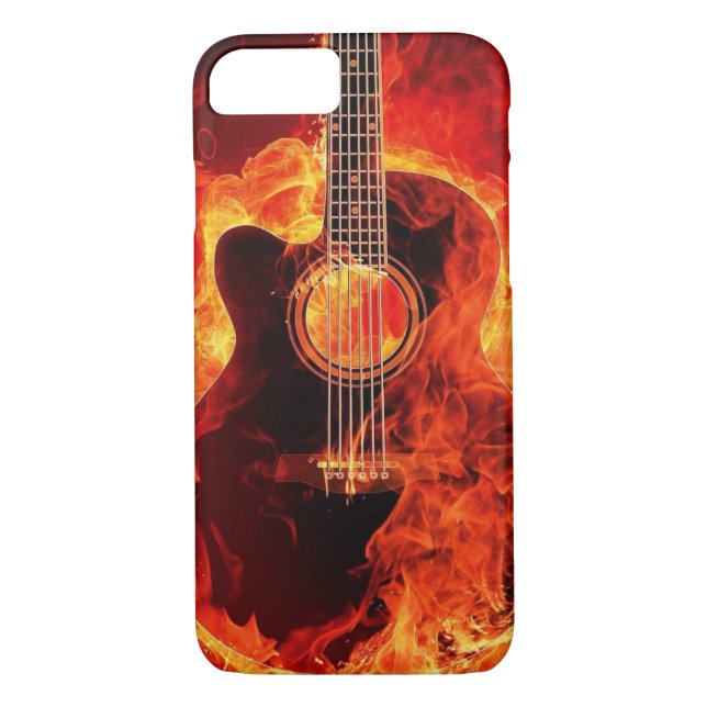 Brennende Gitarre Flammen Feuer Musik Orange Black Case-Mate iPhone Hülle (Rückseite)