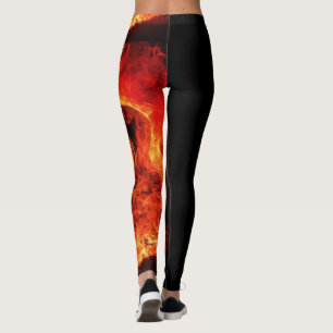 Brennende Gitarre Flammen Feuer Musik Orange Black Leggings