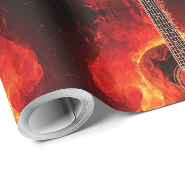 Brennende Gitarre, Orange flammt Musik-Rockband Geschenkpapier (Rolleneckpunkt)