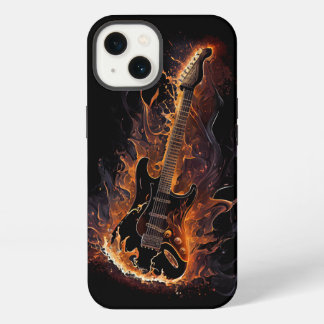 Brennende Gitarre Schwarze KI-Kunst iPhone 13 Hülle