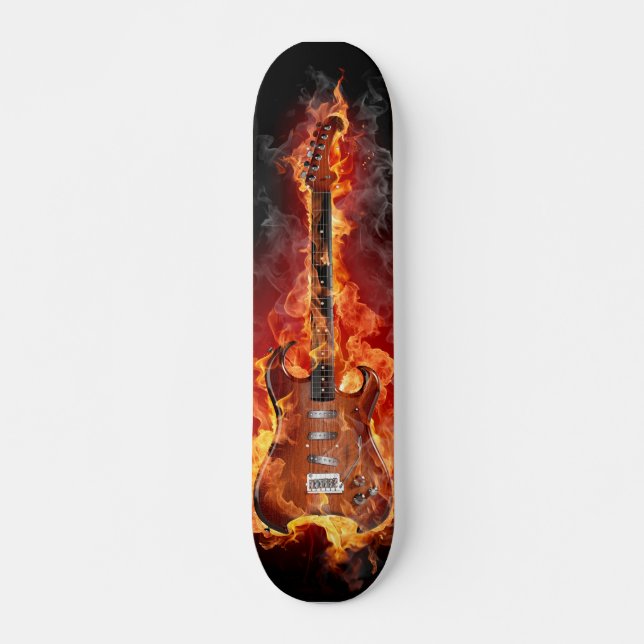 Brennende Gitarre Skateboard (Vorne)