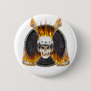 Brennende Hockey-Stöcke Button