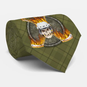 Brennende Hockeyschläger Krawatte (dunkel)