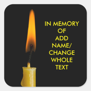 Brennende Kerze und dein Text. 2 Quadratischer Aufkleber