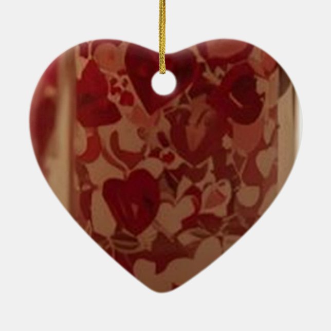 Brennende Kerzen für den Valentinstag-Baum Keramik Ornament (Hinten)
