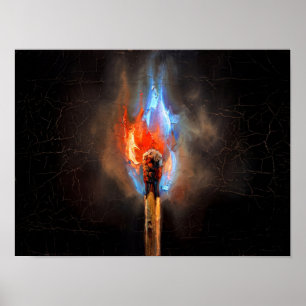 Brennende Match-Flammenmalerei Poster