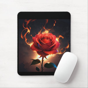 Brennende Rose - Leidenschaft trifft Vernichtung i Mousepad