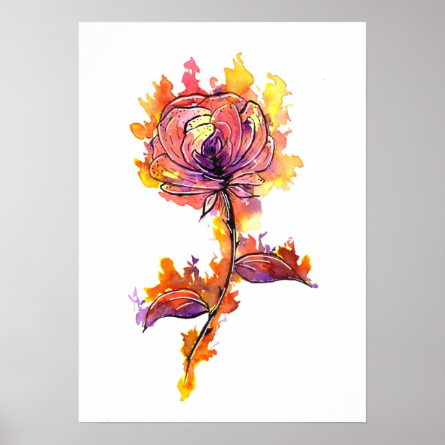 Brennende Rose Tattoo Poster (Vorne)