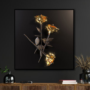 Brennende Rosen – Goldene Eleganz Leinwanddruck