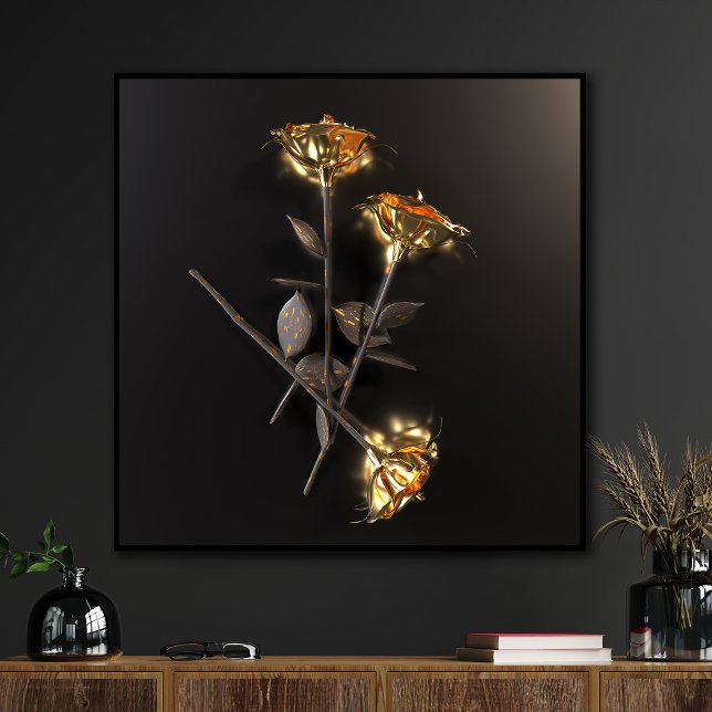 Brennende Rosen – Goldene Eleganz Leinwanddruck (Von Creator hochgeladen)