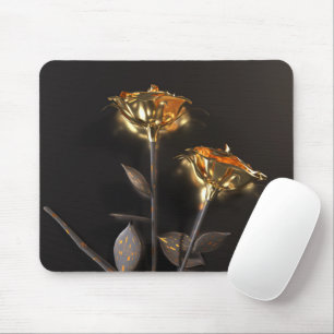 Brennende Rosen – Goldene Eleganz Mousepad