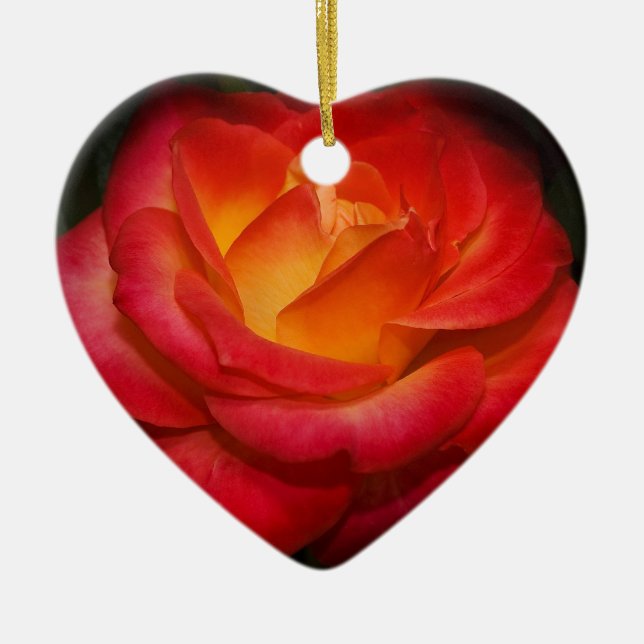 Brennende Rote Rose Keramik Ornament (Vorne)