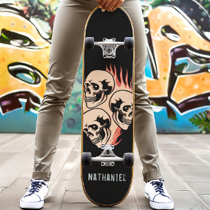 Brennende Schädel Flammen Benutzerdefinierter Name Skateboard