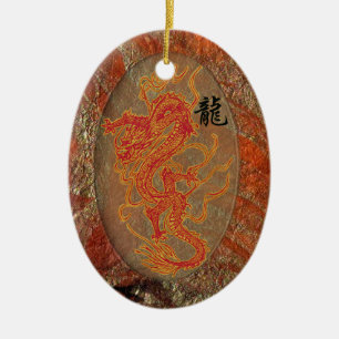 Brennende viel Glück-Drache-Verzierung Keramik Ornament