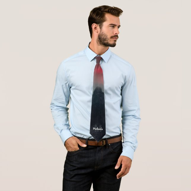 Brennende Wolken, Nebel und Berge Monogramm Krawatte (Beispiel)