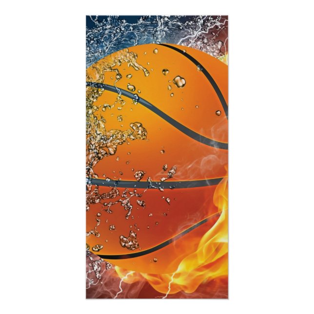 Brennender Basketball Poster (Vorderseite)