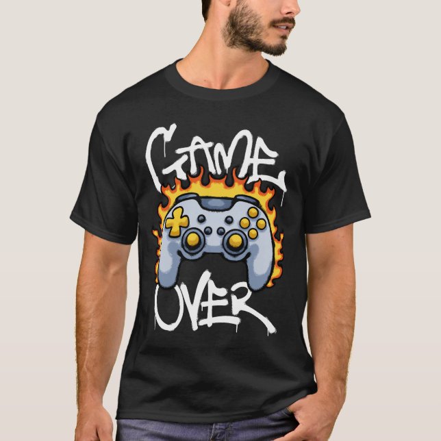 brennender Game Controller Streetwear T-Shirt (Vorderseite)