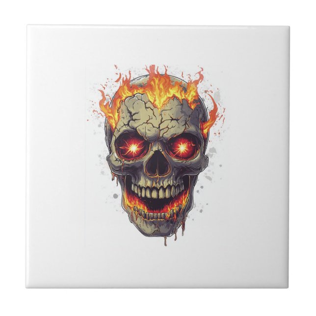 Brennender Schädel Inferno Fliese (Vorderseite)
