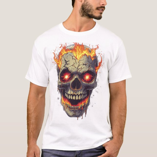 Brennender Schädel Inferno T-Shirt (Vorderseite)