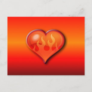 brennendes Flammenherz Postkarte