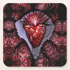 brennendes Herz Rechteckiger Pappuntersetzer