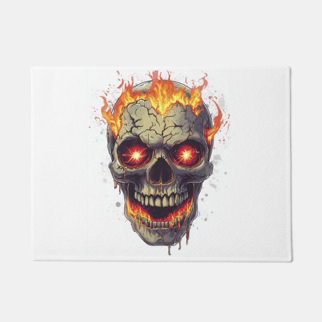 Brennendes Schädel Inferno Fußmatte (Vorderseite)