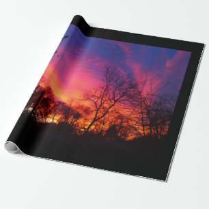 Brennendes Sonnenuntergang-Packpapier Geschenkpapier