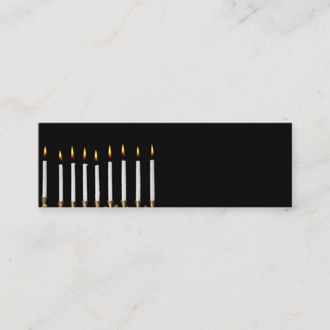 Brennendes Weiß Chanukkas Menorah leuchtet Mini Visitenkarte (Vorderseite)