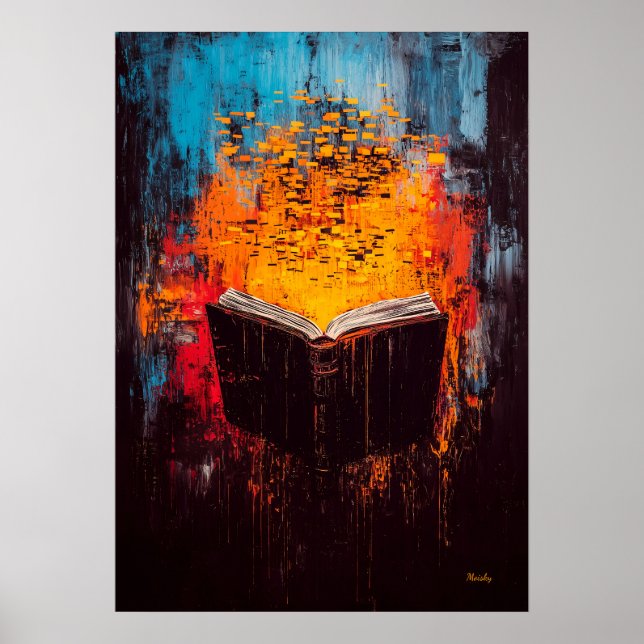 Brennendes Wissen Zeitgenössische expressionistisc Poster (Vorne)