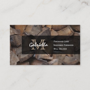 Brennholz-Monogramm-Visitenkarten Visitenkarte